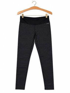 Jockey Black Leggings with Thin Gray Stripes
